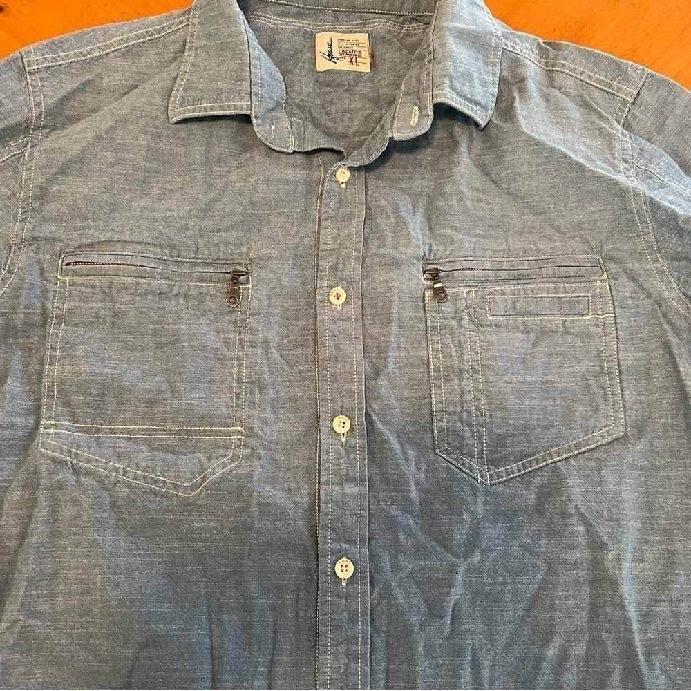 Howe Denim Chambray Western Work Button Down Shir… - image 3